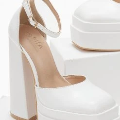 The Fashion Project Πέδιλα με διπλή φιάπα και μπαρέτα - Λευκό -Γόβες Εκπτώσεις pedila me dipli fiapa kai mpareta 103643 ikj1 1