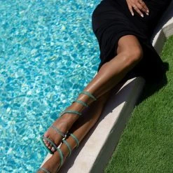 The Fashion Project Πέδιλα με έλασμα με Strass - Πράσινο -Γόβες Εκπτώσεις pedila me elasma me strass 105239 yfcr