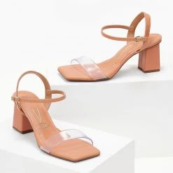 VIZZANO Πέδιλα με φάσα διαφάνεια VISSANO 6455.102 - Ροδακινί -Γόβες Εκπτώσεις pedila me fasa diafaneia 102993 0ddg