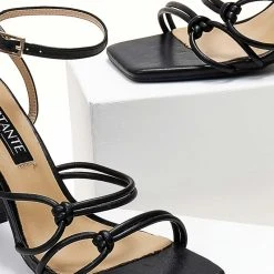 The Fashion Project Πέδιλα με κόμπους στο πλάι - Μαύρο -Γόβες Εκπτώσεις pedila me kompous sto plai 104678 e5u3