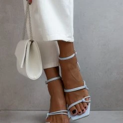 The Fashion Project Πέδιλα με κόμπους στο πλάι - Γαλάζιο -Γόβες Εκπτώσεις pedila me kompous sto plai 104680 kp8k