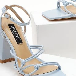 The Fashion Project Πέδιλα με κόμπους στο πλάι - Γαλάζιο -Γόβες Εκπτώσεις pedila me kompous sto plai 104680 vfyc