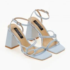 The Fashion Project Πέδιλα με κόμπους στο πλάι - Γαλάζιο -Γόβες Εκπτώσεις pedila me kompous sto plai 104680 zwm4