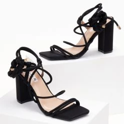 The Fashion Project Πέδιλα με Lace Up δέσιμο - Μαύρο -Γόβες Εκπτώσεις pedila me lace up desimo 104809 vt2y