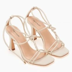 The Fashion Project Πέδιλα καρέ με κορδόνια - Μπεζ -Γόβες Εκπτώσεις pedila me lepta kordonia 101781 ckgp 1