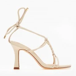 The Fashion Project Πέδιλα καρέ με κορδόνια - Μπεζ