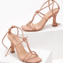 The Fashion Project Πέδιλα καρέ με κορδόνια - Ροζ -Γόβες Εκπτώσεις pedila me lepta kordonia 101783 ftjb