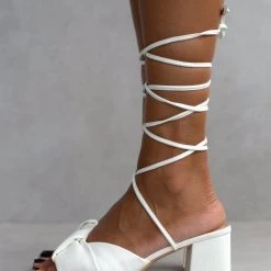 The Fashion Project Πέδιλα με λεπτά κορδόνια - Λευκό -Γόβες Εκπτώσεις pedila me lepta kordonia 99771 0506