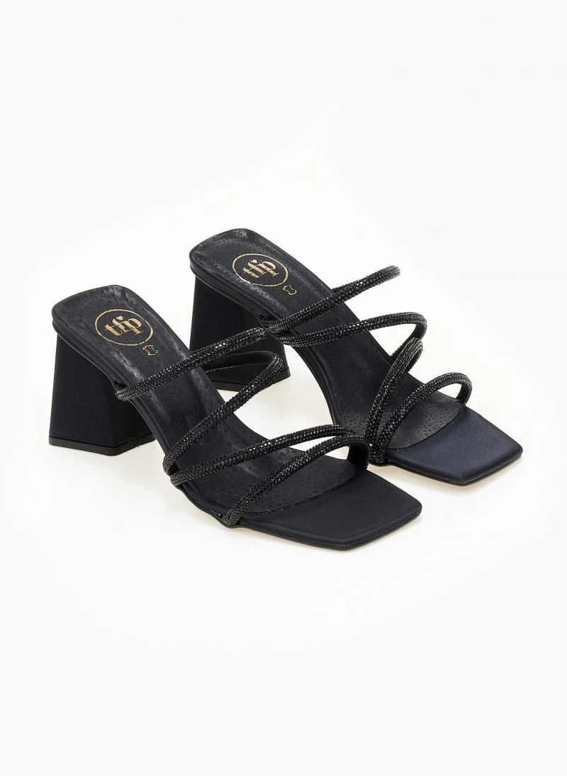TFP Πέδιλα με λεπτές σειρές Strass - Μαύρο 4 TFP Πέδιλα με λεπτές σειρές Strass - Μαύρο - Image 4
