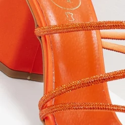 TFP Πέδιλα με λεπτές σειρές Strass - Πορτοκαλί -Γόβες Εκπτώσεις pedila me leptes seires strass 105267 i3zk