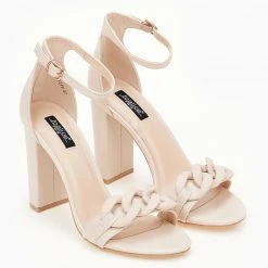 The Fashion Project Πέδιλα με ματ αλυσίδα - Μπεζ -Γόβες Εκπτώσεις pedila me mat alusida 99749 h1mc