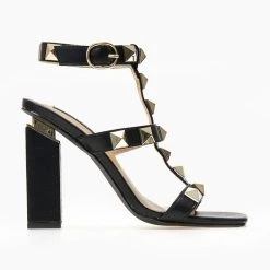 The Fashion Project Πέδιλα με μπαρέτα και μεταλλικά τρουκς - Μαύρο