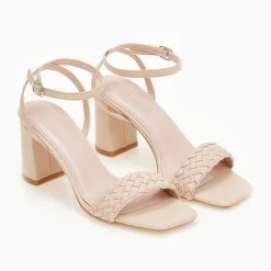 The Fashion Project Πέδιλα με πλεκτό σχέδιο στη φάσα - Μπεζ -Γόβες Εκπτώσεις pedila me plekto sxedio sti fasa 100068 pkn4