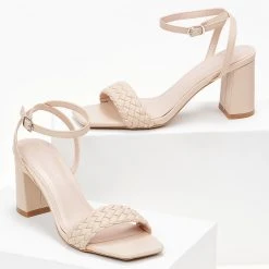 The Fashion Project Πέδιλα με πλεκτό σχέδιο στη φάσα - Μπεζ -Γόβες Εκπτώσεις pedila me plekto sxedio sti fasa 100068 se8b