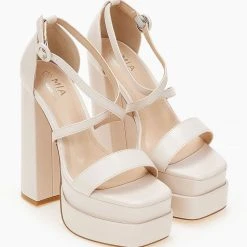 The Fashion Project Πέδιλα με ψηλή φιάπα - Μπεζ -Γόβες Εκπτώσεις pedila me psili fiapa 102822 k266