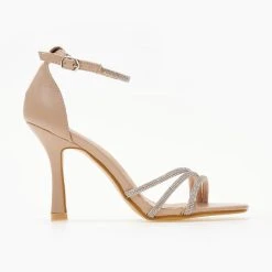 The Fashion Project Πέδιλα με Strass και μπαρέτα - Nude