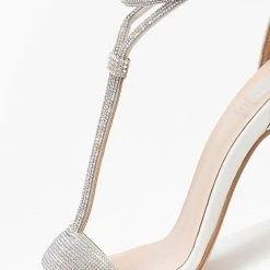 Πέδιλα με Strass και μπαρέτα Tfp - Λευκό -Γόβες Εκπτώσεις pedila me strass kai mpareta tfp 108983 rop5