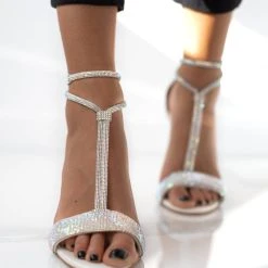 Πέδιλα με Strass και μπαρέτα Tfp - Λευκό