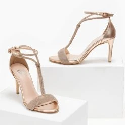 Πέδιλα με Strass και μπαρέτα Tfp - Χαλκός -Γόβες Εκπτώσεις pedila me strass kai mpareta tfp 108984 1okk