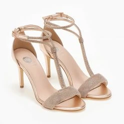 Πέδιλα με Strass και μπαρέτα Tfp - Χαλκός -Γόβες Εκπτώσεις pedila me strass kai mpareta tfp 108984 rfpu