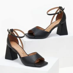 Πέδιλα με τακούνι καμπάνα VIZZANO 6464.106 - Μαύρο -Γόβες Εκπτώσεις pedila me takouni kampana vizzano 6464106 106431 myp1