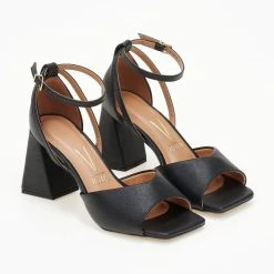 Πέδιλα με τακούνι καμπάνα VIZZANO 6464.106 - Μαύρο -Γόβες Εκπτώσεις pedila me takouni kampana vizzano 6464106 106431 tgl8