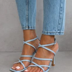 The Fashion Project Πέδιλα με χιαστί δέσιμο - Γαλάζιο -Γόβες Εκπτώσεις pedila me xiasti desimo 103826 dp3u 1