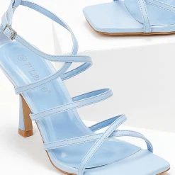 The Fashion Project Πέδιλα με χιαστί δέσιμο - Γαλάζιο -Γόβες Εκπτώσεις pedila me xiasti desimo 103826 hp6d 1