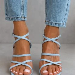 The Fashion Project Πέδιλα με χιαστί δέσιμο - Γαλάζιο -Γόβες Εκπτώσεις pedila me xiasti desimo 103826 ilbj