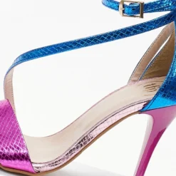 TFP Πέδιλα μεταλλιζέ με Pattern φίδι - Ροζ -Γόβες Εκπτώσεις pedila metallize me pattern fidi 105311 9l8t