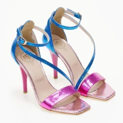 TFP Πέδιλα μεταλλιζέ με Pattern φίδι - Ροζ -Γόβες Εκπτώσεις pedila metallize me pattern fidi 105311 dp20