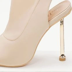 The Fashion Project Πέδιλα μποτάκια με μεταλλικό τακούνι - Μπεζ -Γόβες Εκπτώσεις pedila mpotakia me metalliko takouni 102638 949r