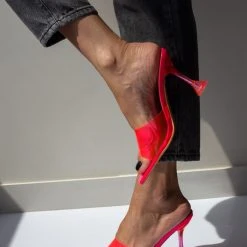 The Fashion Project Mules με διάφανη φάσα - Φλούο Φούξια