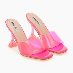 The Fashion Project Mules με διάφανη φάσα - Φλούο Φούξια -Γόβες Εκπτώσεις pedila mules me diafani fasa 101477 u1c0