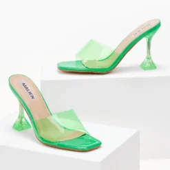 The Fashion Project Mules με διάφανη φάσα - Φλούο Πράσινο 11 The Fashion Project Mules με διάφανη φάσα - Φλούο Πράσινο -Γόβες Εκπτώσεις pedila mules me diafani fasa 101478 mkux 1