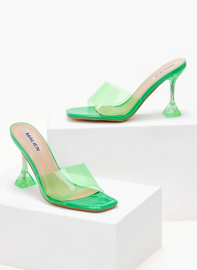 The Fashion Project Mules με διάφανη φάσα - Φλούο Πράσινο 5 The Fashion Project Mules με διάφανη φάσα - Φλούο Πράσινο - Image 5