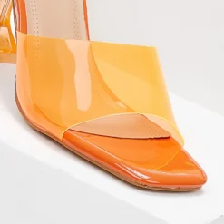 The Fashion Project Mules με διάφανη φάσα - Φλούο Πορτοκαλί -Γόβες Εκπτώσεις pedila mules me diafani fasa 101479 11zj 1