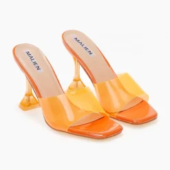 The Fashion Project Mules με διάφανη φάσα - Φλούο Πορτοκαλί -Γόβες Εκπτώσεις pedila mules me diafani fasa 101479 hkhh