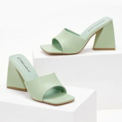 The Fashion Project Mules με ιδιαίτερο τακούνι - Βεραμάν -Γόβες Εκπτώσεις pedila mules me idiaitero takouni 101430 jgcg