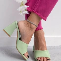 The Fashion Project Mules με ιδιαίτερο τακούνι - Βεραμάν -Γόβες Εκπτώσεις pedila mules me idiaitero takouni 101430 kbac