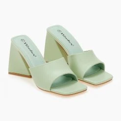 The Fashion Project Mules με ιδιαίτερο τακούνι - Βεραμάν -Γόβες Εκπτώσεις pedila mules me idiaitero takouni 101430 xh8i