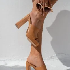 The Fashion Project Mules με χωστή φάσα - Κάμελ