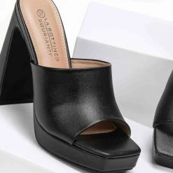 The Fashion Project Mules με χωστή φάσα - Μαύρο -Γόβες Εκπτώσεις pedila mules me xwsti fasa 87555 akn6