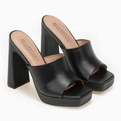 The Fashion Project Mules με χωστή φάσα - Μαύρο -Γόβες Εκπτώσεις pedila mules me xwsti fasa 87555 m33o