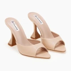 The Fashion Project Mules μυτερά με ιδιαίτερο τακούνι - Μπεζ -Γόβες Εκπτώσεις pedila mutera me idiaitero takouni 101445 ku9x