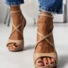 Πέδιλα Peep Toe με χιαστί δέσιμο VIZZANO 6210.1025 - Μπεζ