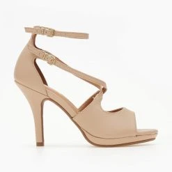 Πέδιλα Peep Toe με χιαστί δέσιμο VIZZANO 6210.1025 - Μπεζ -Γόβες Εκπτώσεις pedila peep toe me xiasti desimo vizzano 62101025 106414 fmuc