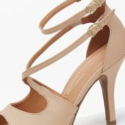 Πέδιλα Peep Toe με χιαστί δέσιμο VIZZANO 6210.1025 - Μπεζ -Γόβες Εκπτώσεις pedila peep toe me xiasti desimo vizzano 62101025 106414 wfdd