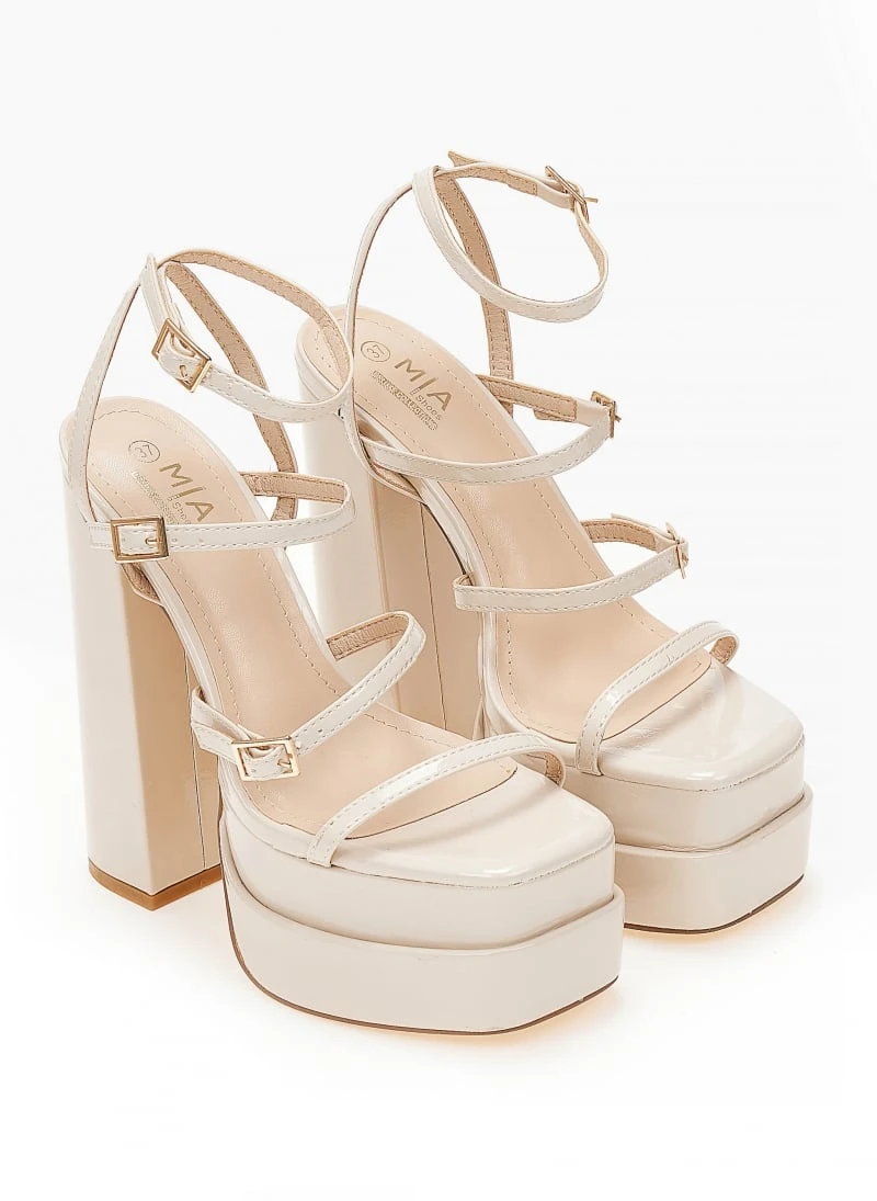 The Fashion Project Πέδιλα Platform λουστρίνι με λεπτά λουράκια - Μπεζ 4 The Fashion Project Πέδιλα Platform λουστρίνι με λεπτά λουράκια - Μπεζ - Image 4