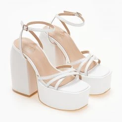 The Fashion Project Πέδιλα Platform με μπαρέτα - Λευκό -Γόβες Εκπτώσεις pedila platform me mpareta 103654 74rk